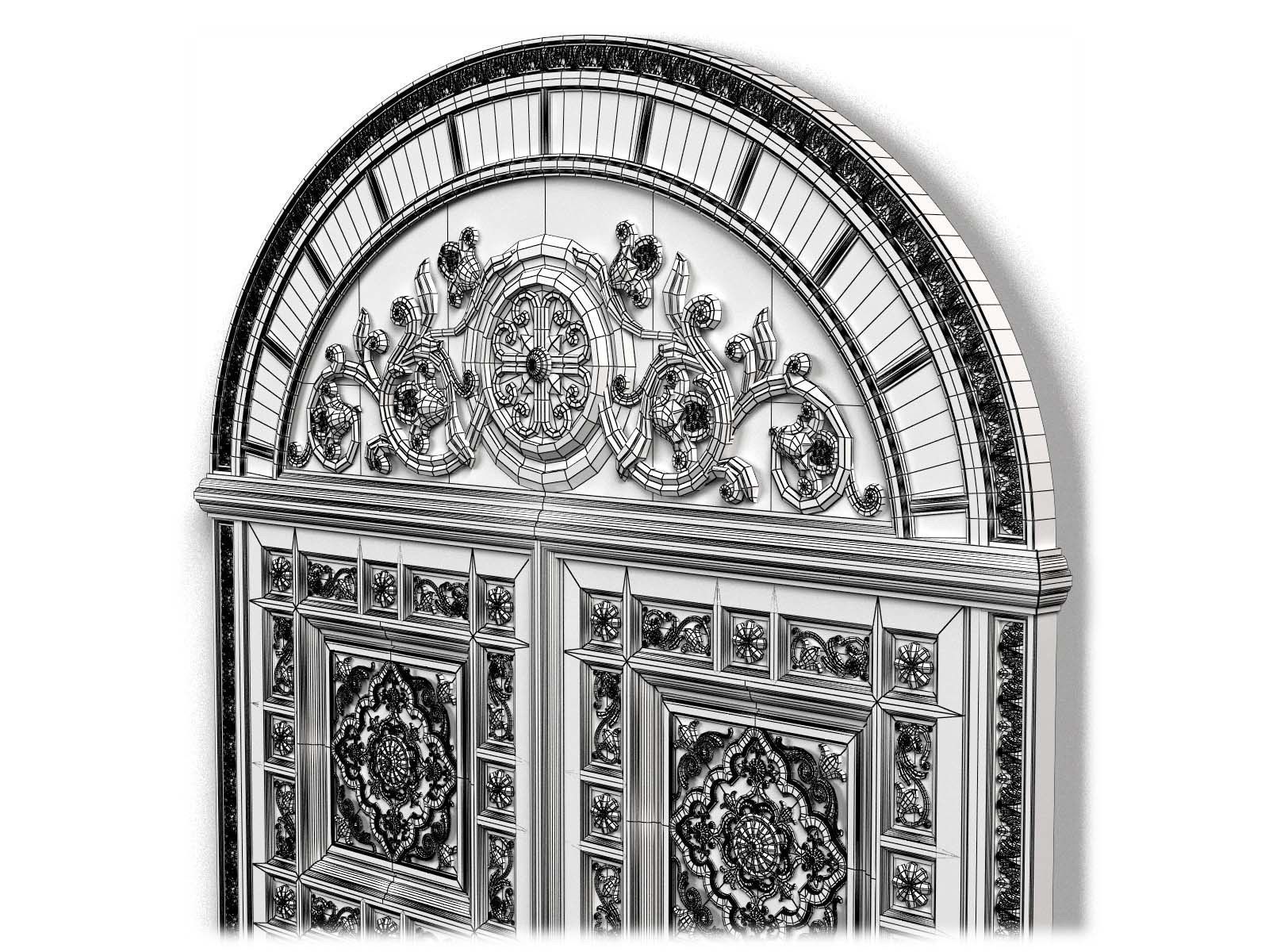 Door0018 ornate wooden door hanging on wall 3D model_8