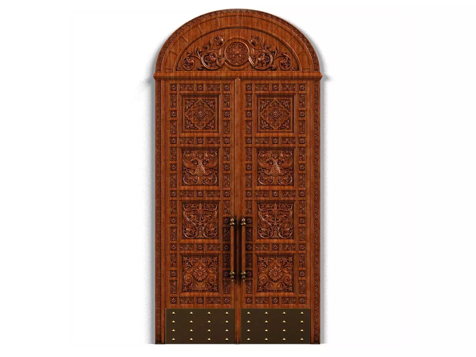 Door0018 ornate wooden door hanging on wall 3D model_0