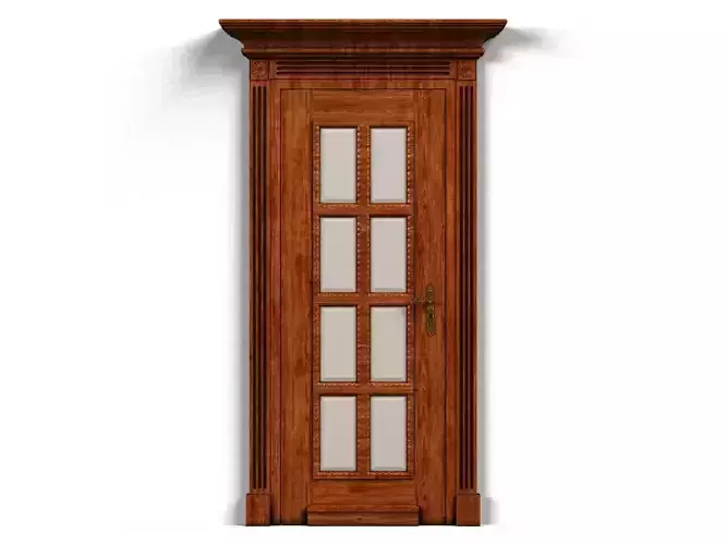Door0019 wooden door with glass panels