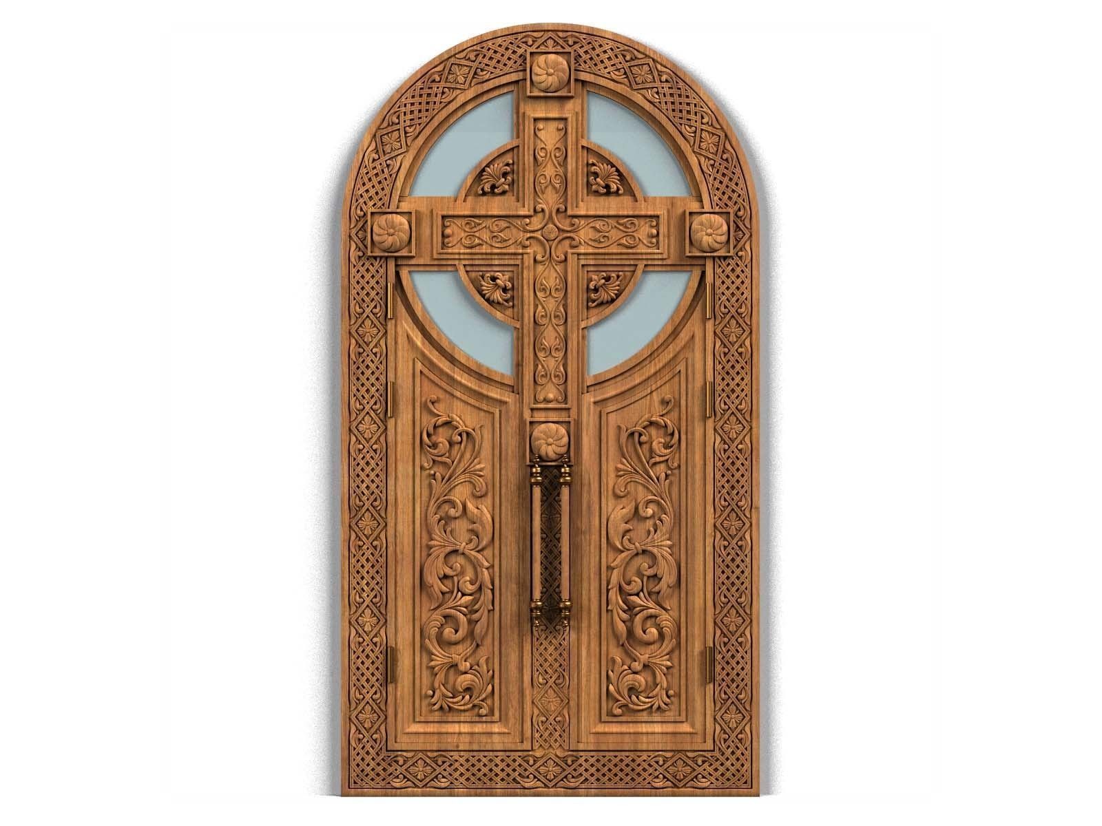 Door0021 ornate door with cross 3D model_2