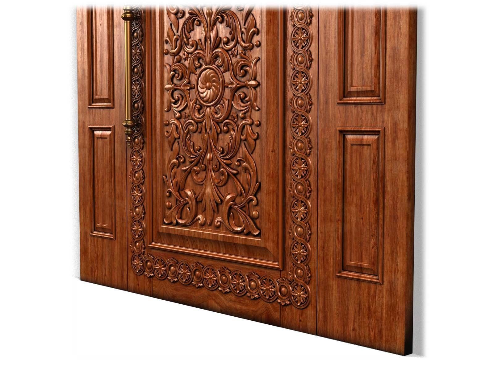 Door0024 wooden door with ornate design 3D model_12