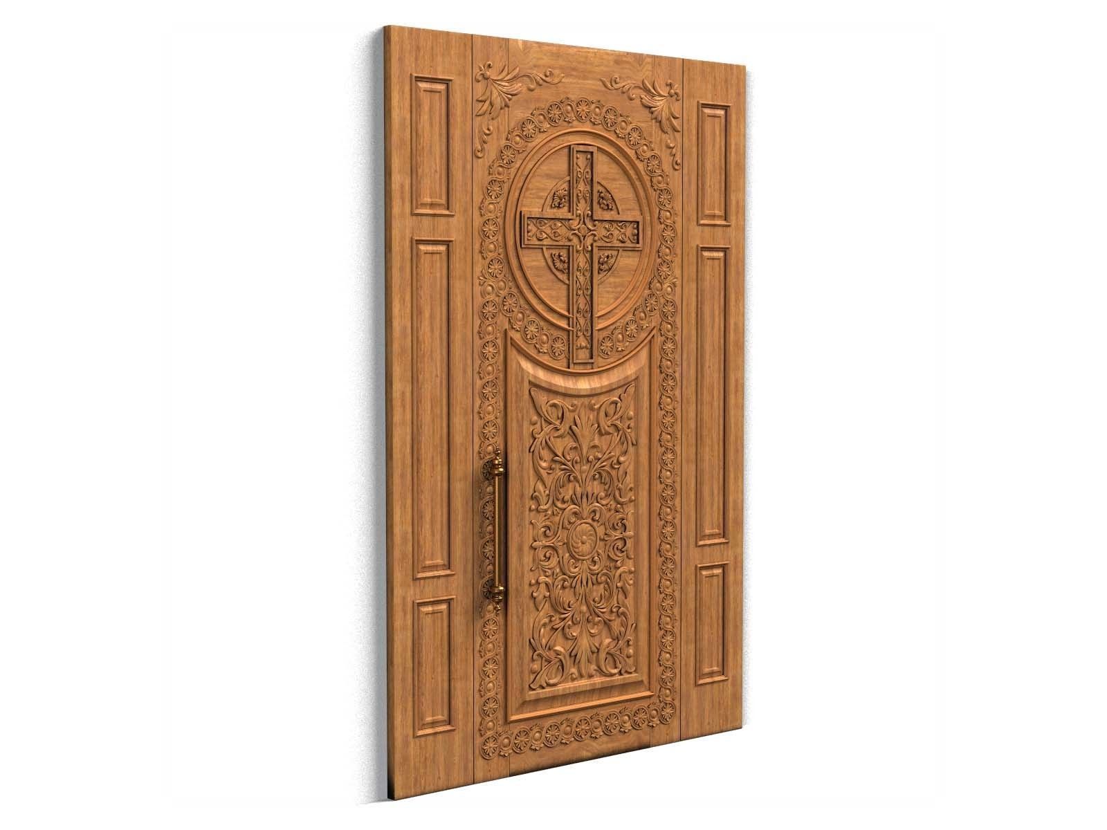 Door0024 wooden door with ornate design 3D model_5