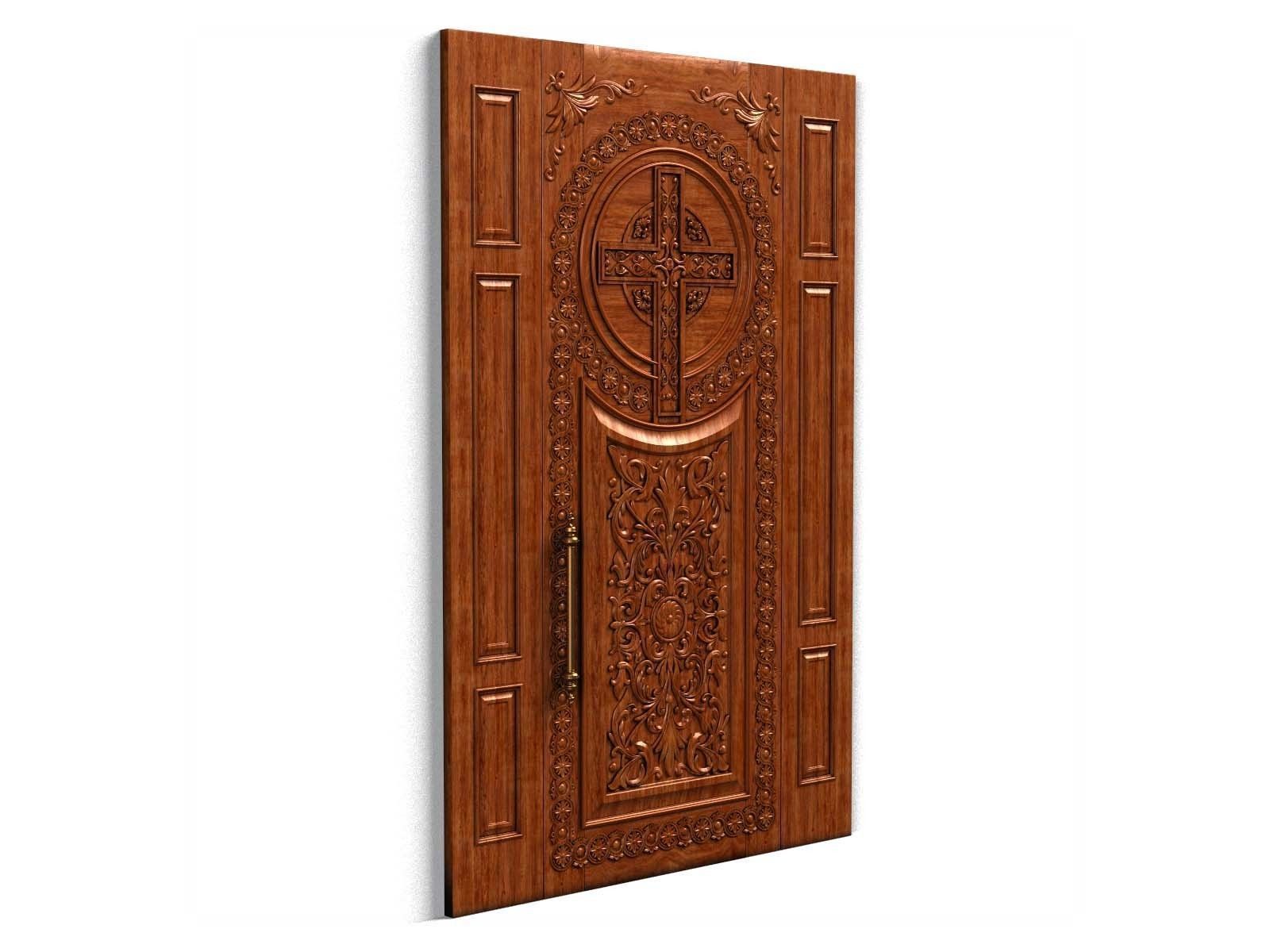 Door0024 wooden door with ornate design 3D model_3