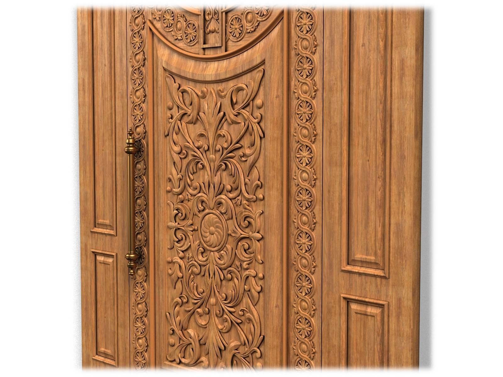 Door0024 wooden door with ornate design 3D model_10