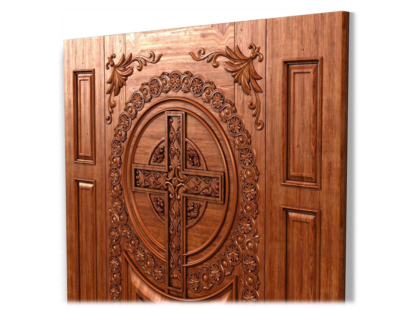 Door0024 wooden door with ornate design 3D model_6