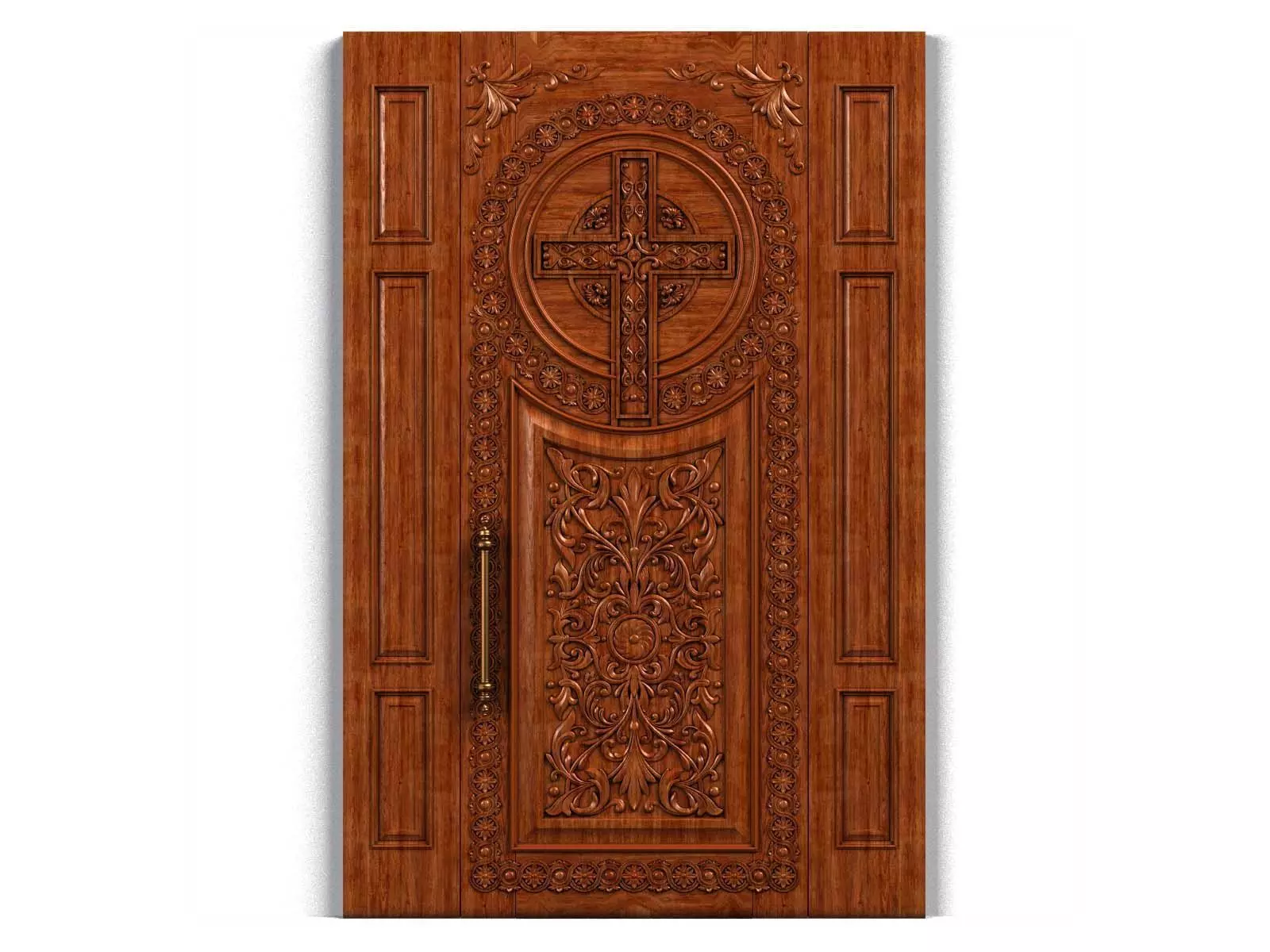 Door0024 wooden door with ornate design 3D model_0