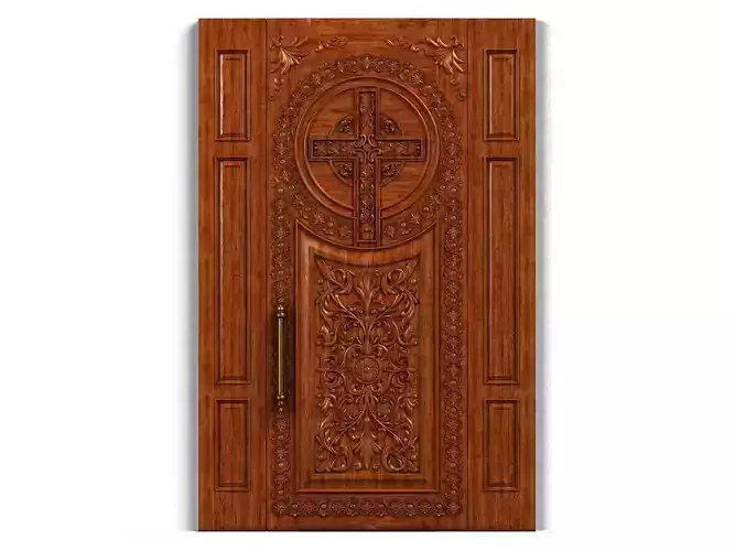 Door0024 wooden door with ornate design