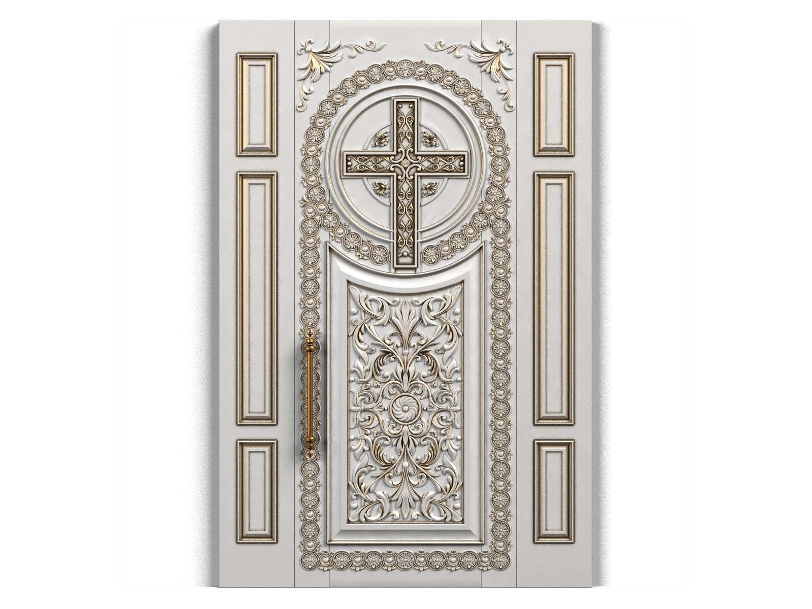 Door0024 wooden door with ornate design 3D model_1