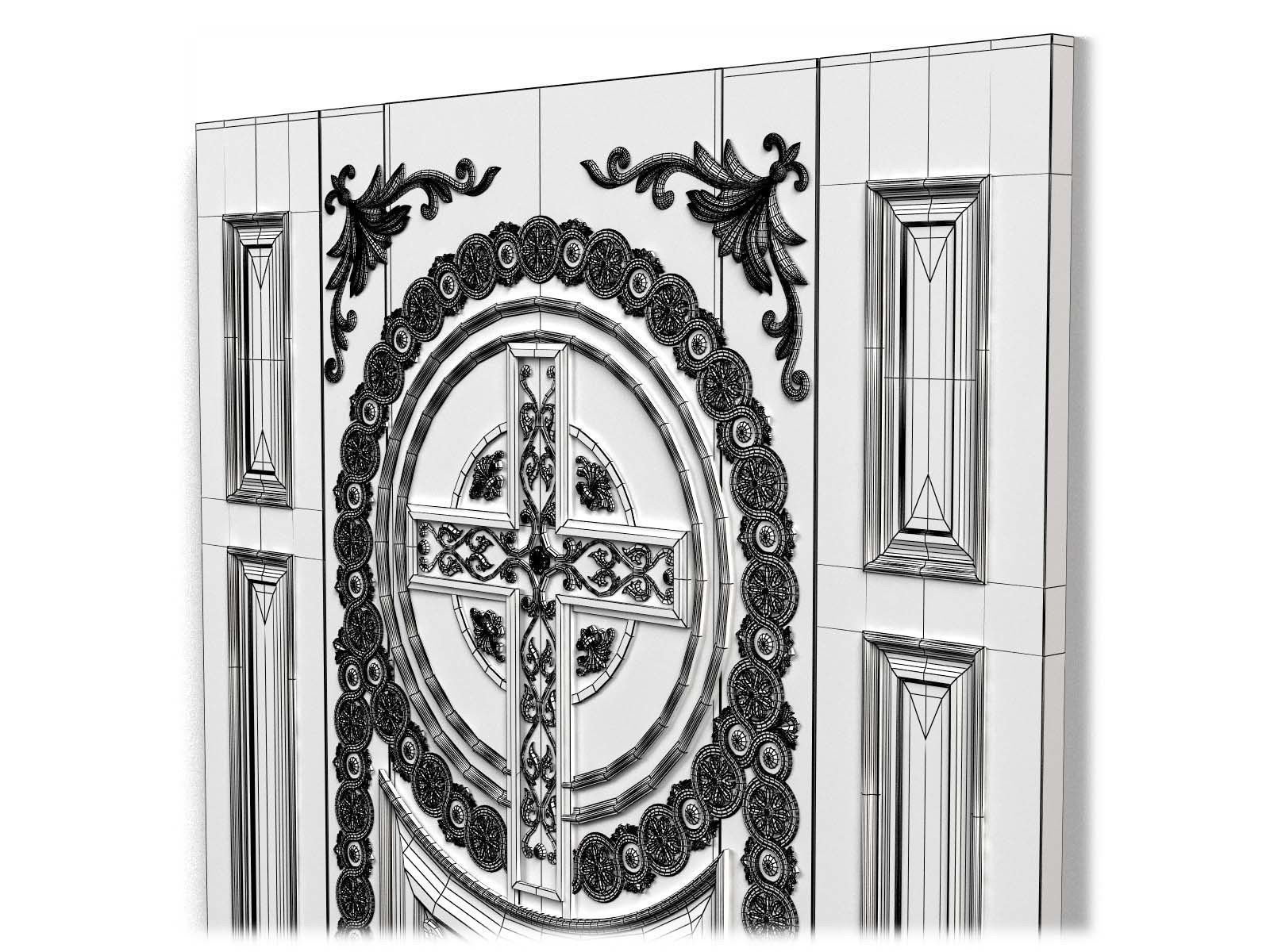 Door0024 wooden door with ornate design 3D model_8