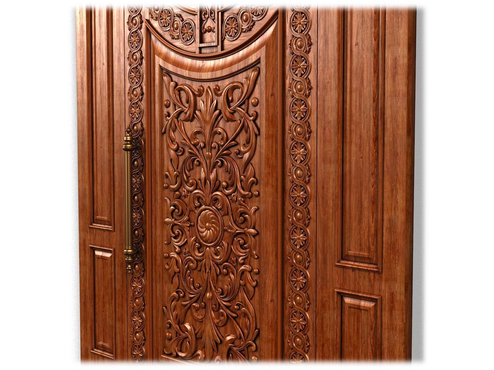 Door0024 wooden door with ornate design 3D model_9