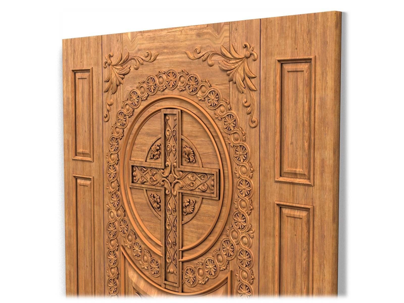 Door0024 wooden door with ornate design 3D model_7