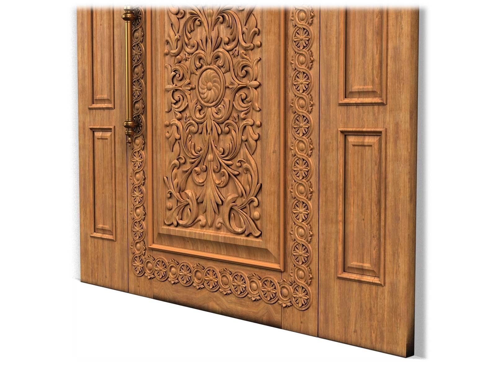 Door0024 wooden door with ornate design 3D model_13