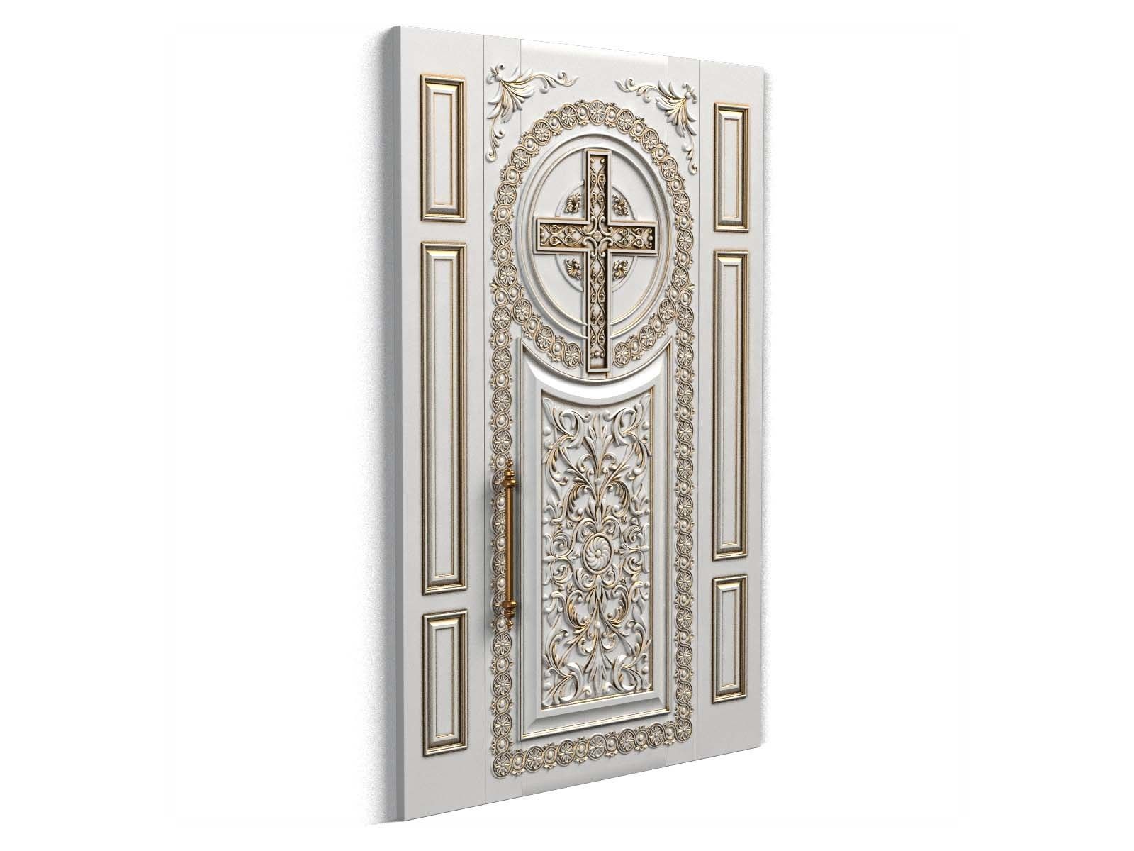 Door0024 wooden door with ornate design 3D model_4