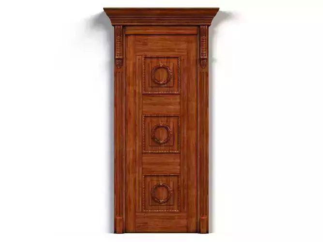 Door0027 wooden door on wall