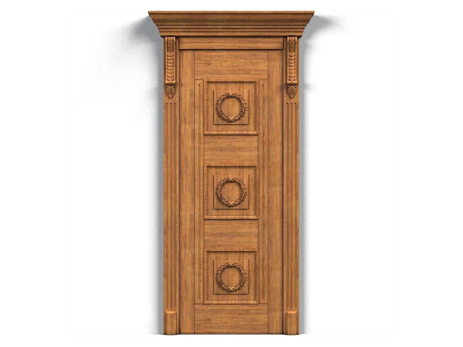 Door0027 wooden door on wall 3D model_2