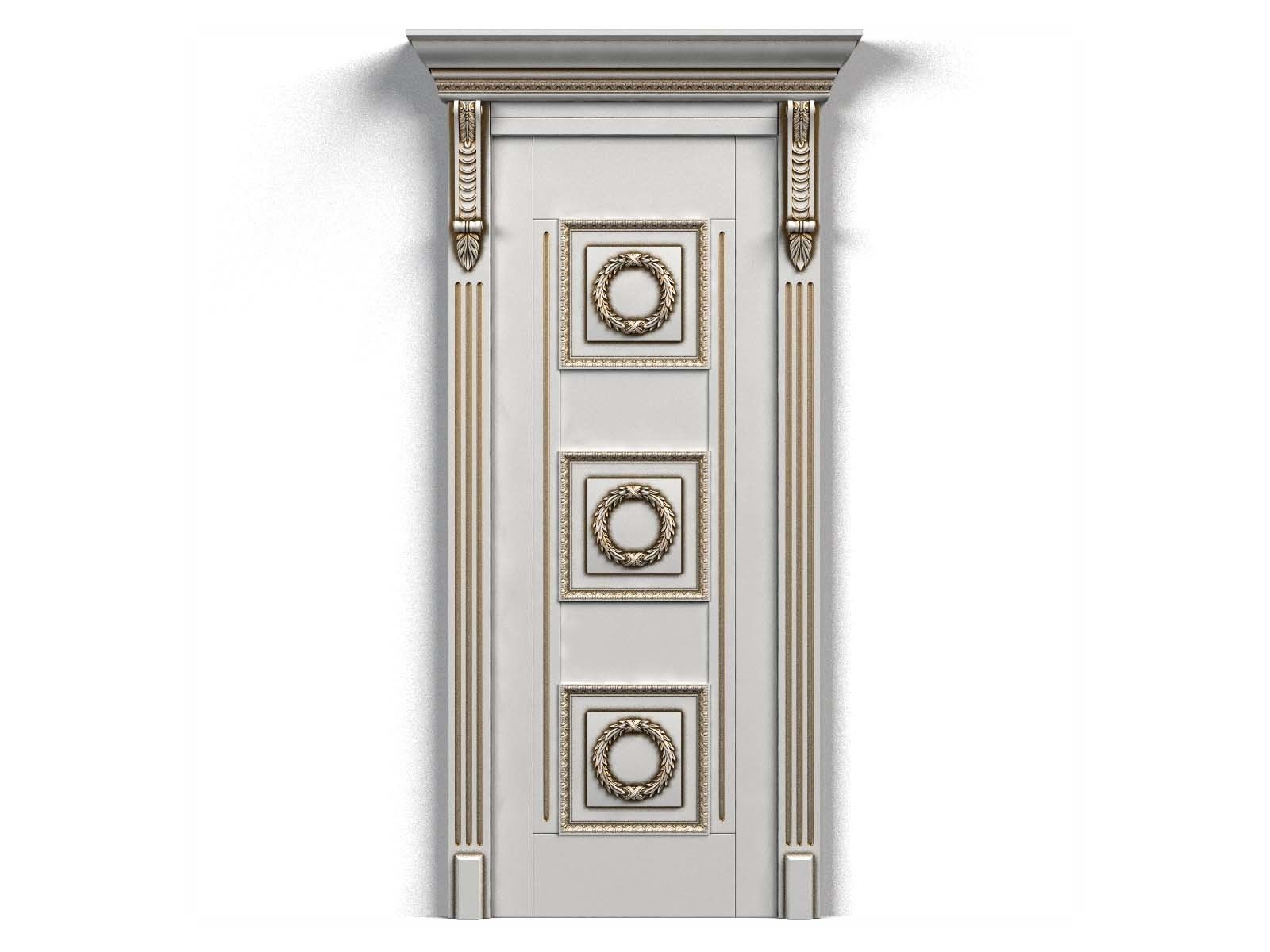 Door0027 wooden door on wall 3D model_1