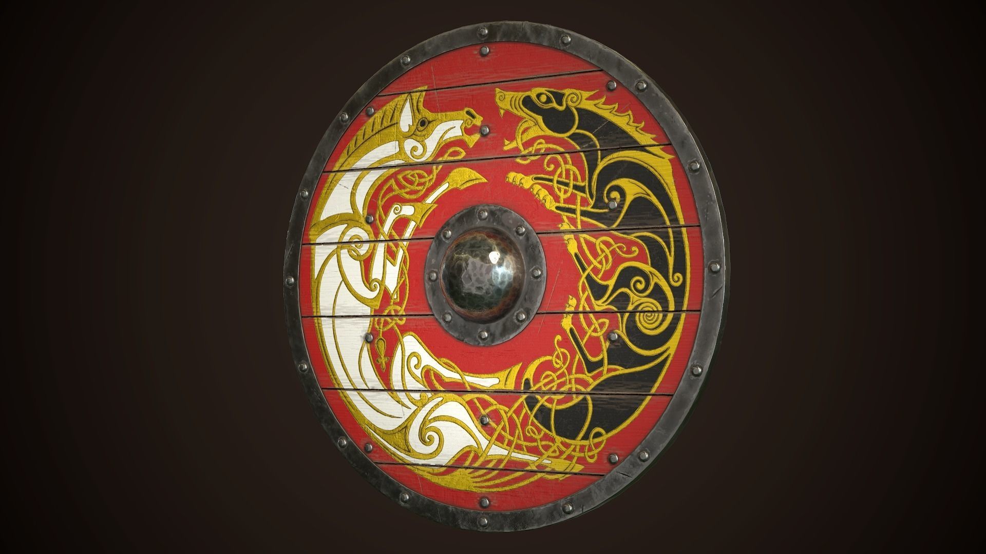 Viking Shield 11 Low-poly 3D model_3