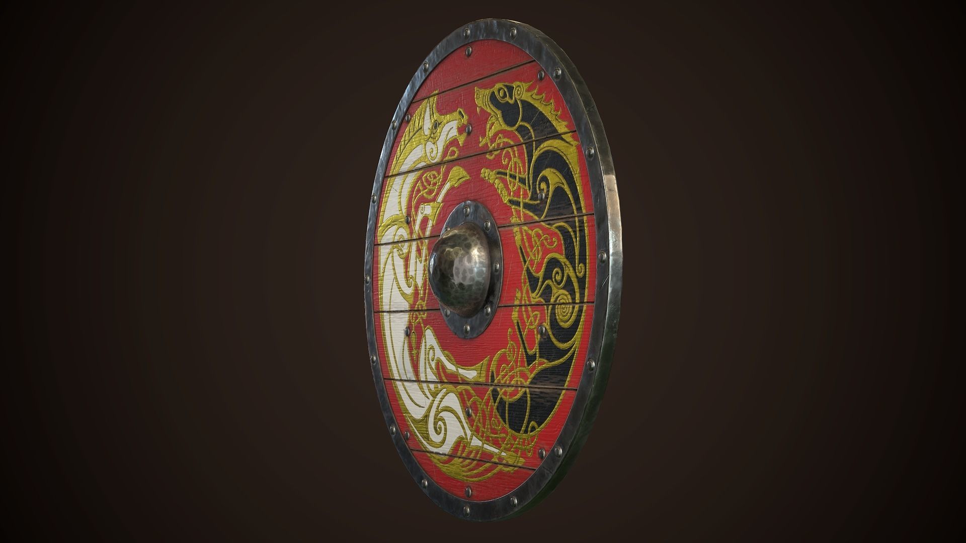 Viking Shield 11 Low-poly 3D model_4
