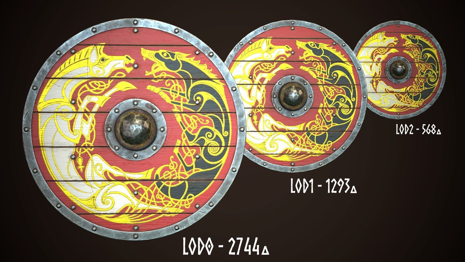 Viking Shield 11 Low-poly 3D model_1