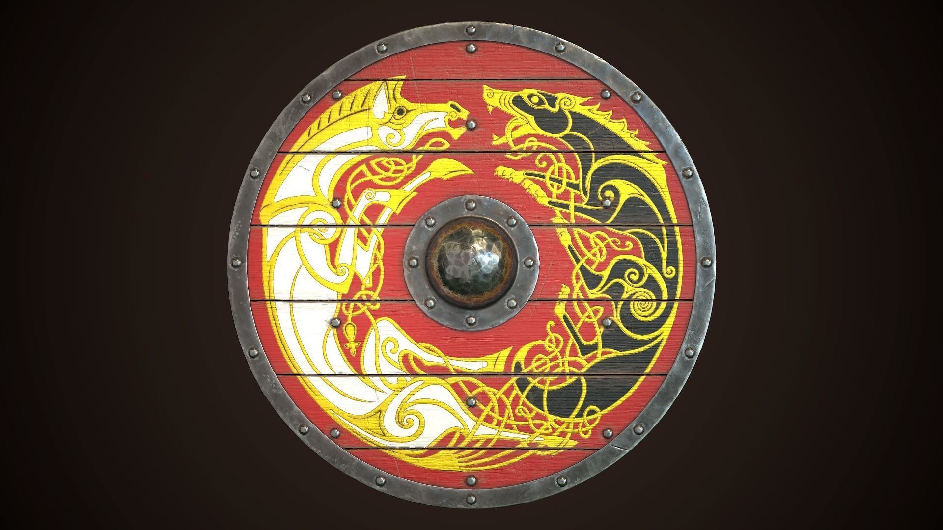 Viking Shield 11 Low-poly 3D model_2