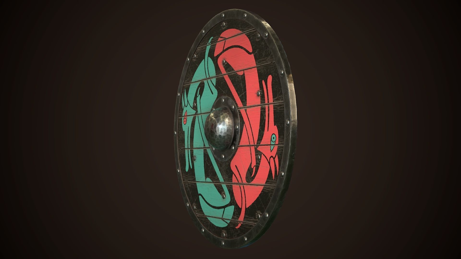 Viking Shield 12 Low-poly 3D model_4