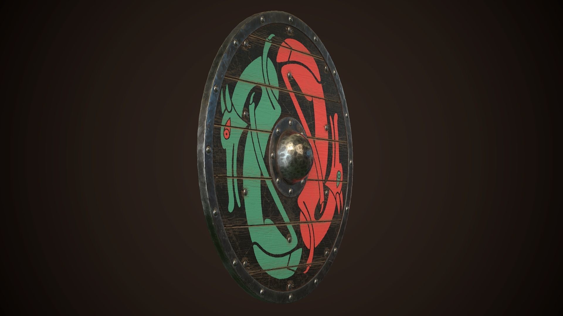 Viking Shield 12 Low-poly 3D model_12