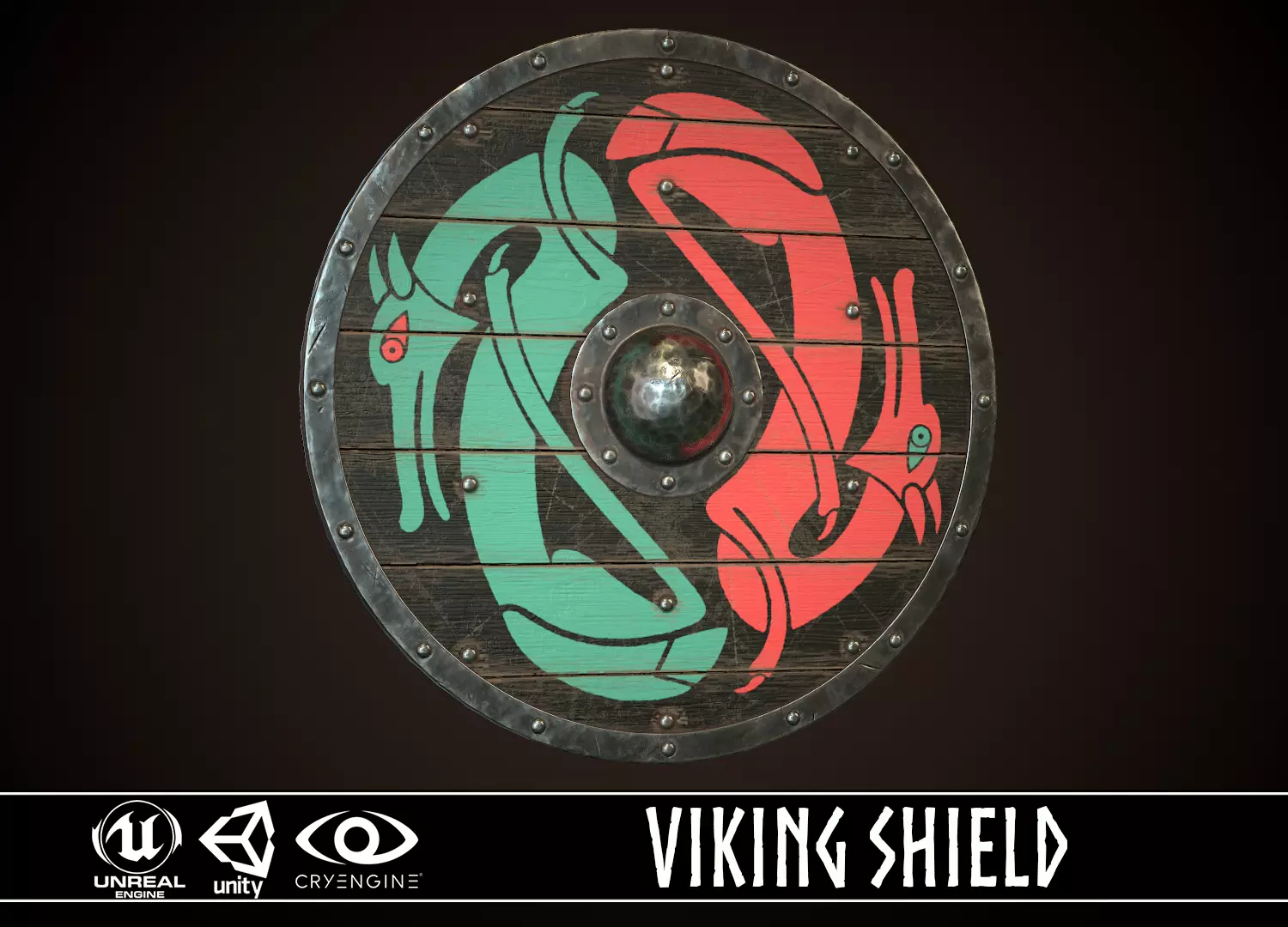 Viking Shield 12 Low-poly 3D model_0