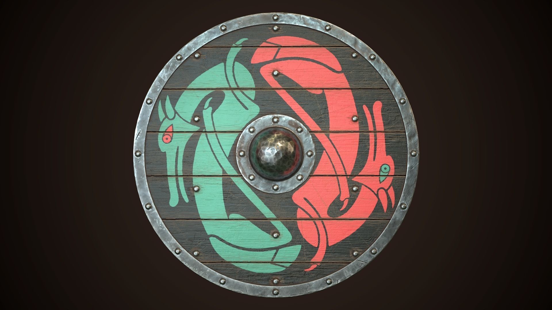 Viking Shield 12 Low-poly 3D model_2