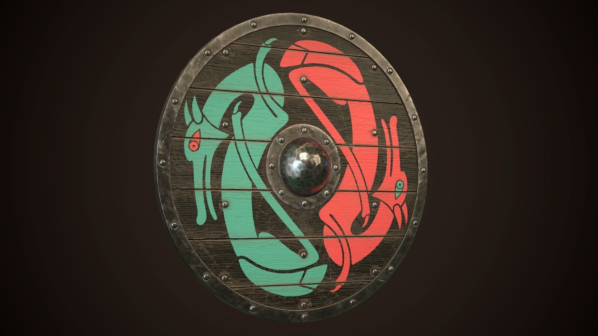 Viking Shield 12 Low-poly 3D model_13
