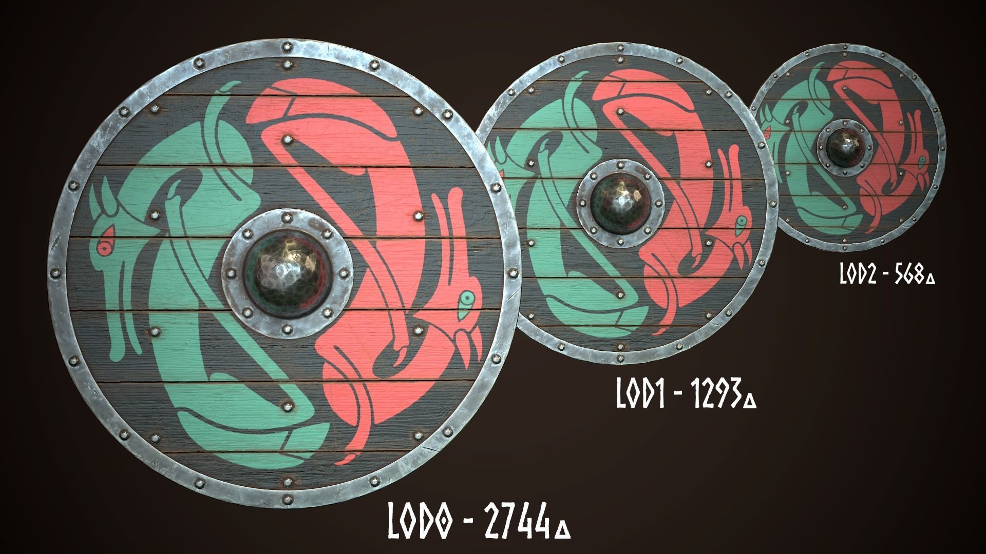 Viking Shield 12 Low-poly 3D model_1