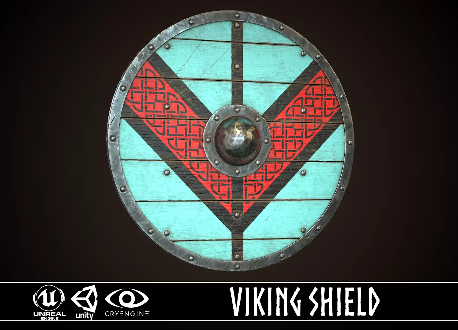 Viking Shield 13 Low-poly 3D model_0