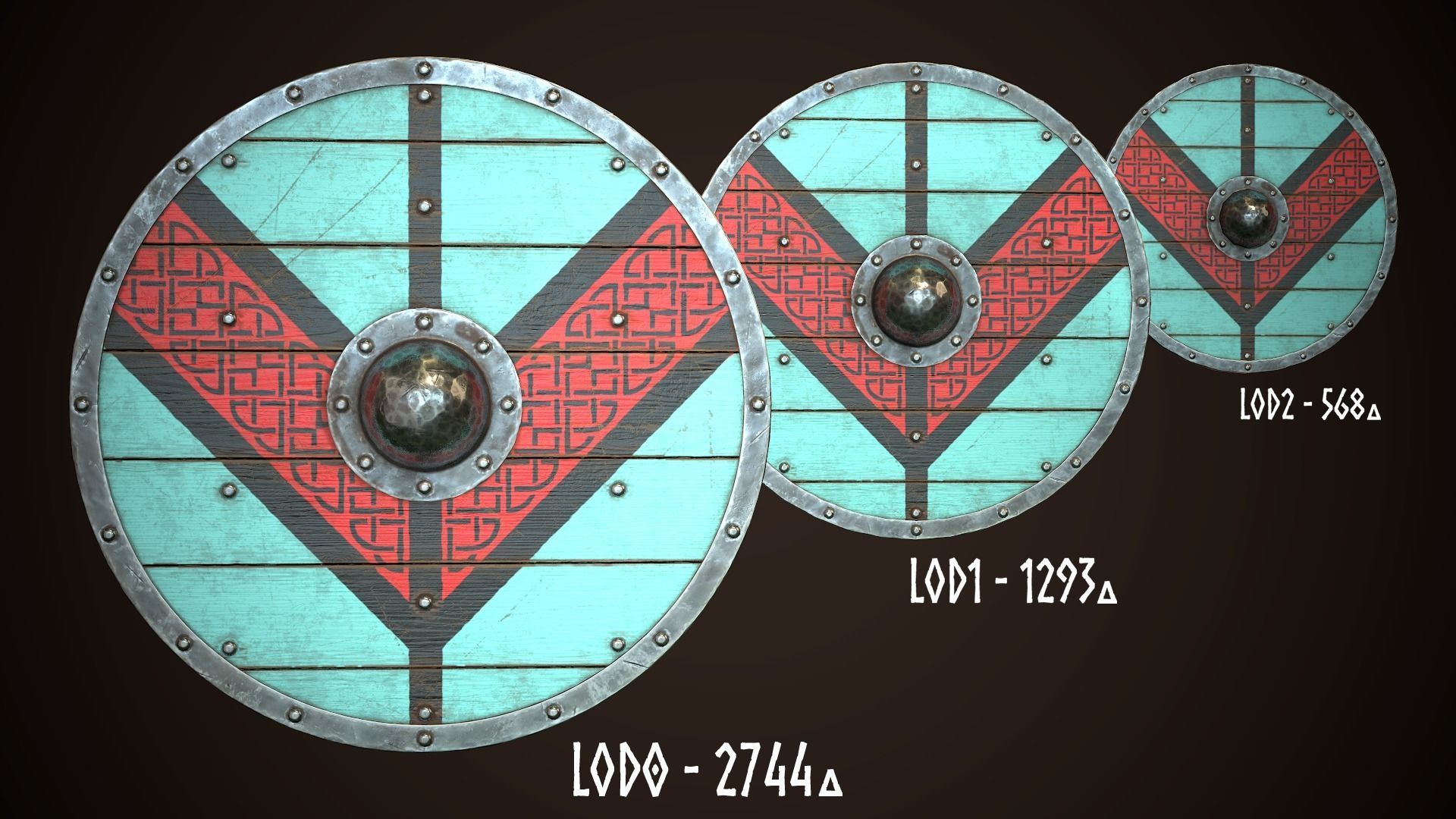 Viking Shield 13 Low-poly 3D model_1