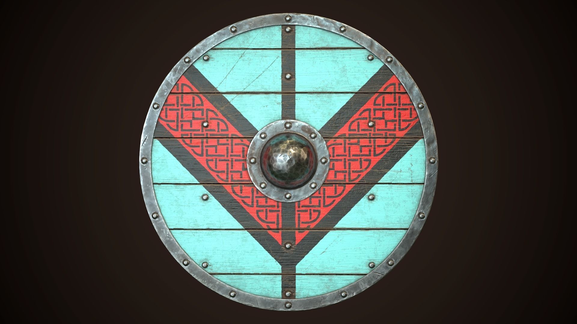 Viking Shield 13 Low-poly 3D model_2