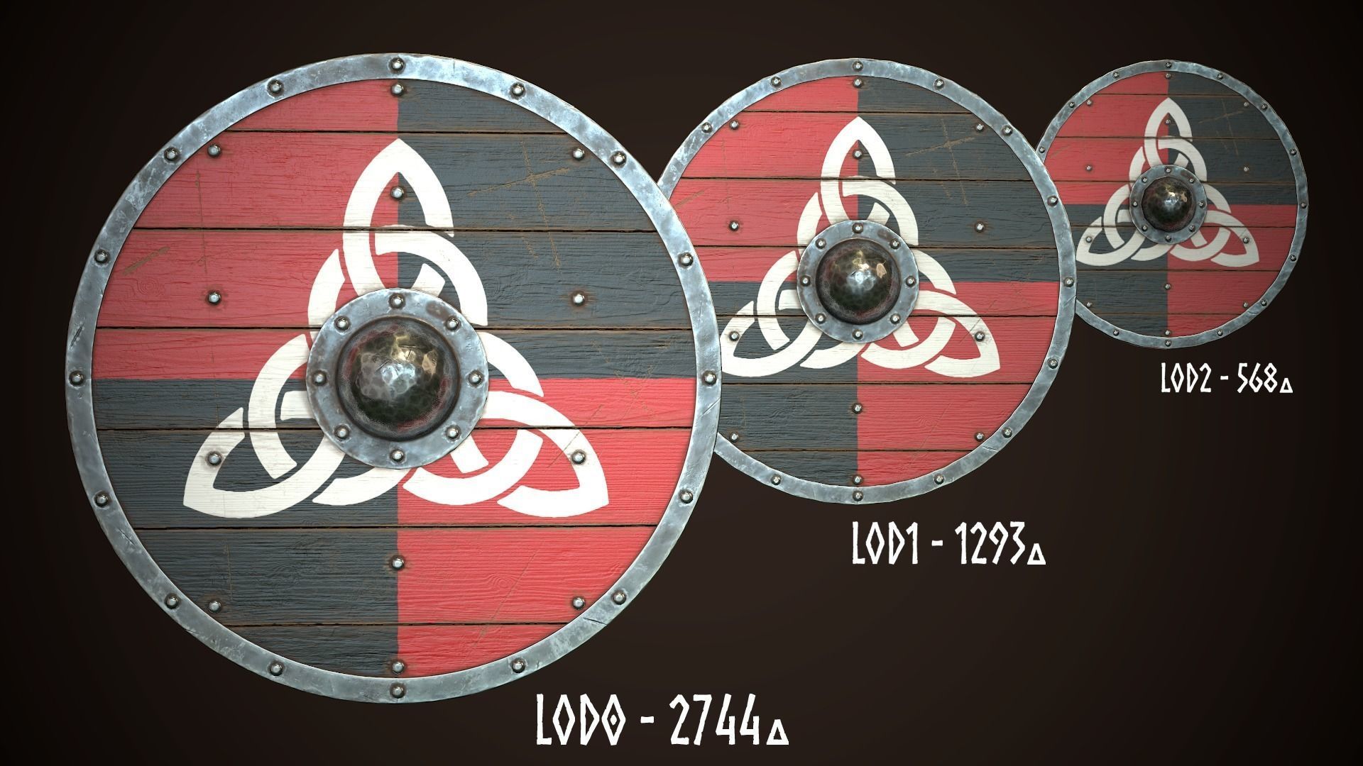 Viking Shield 14 Low-poly 3D model_1