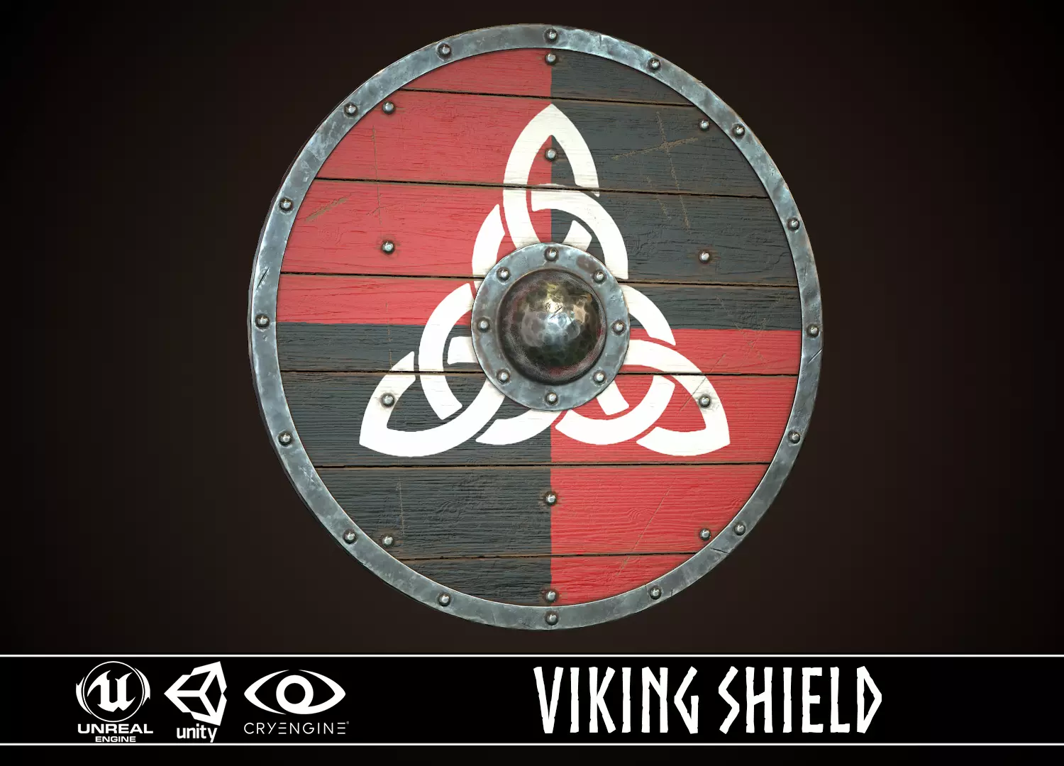 Viking Shield 14 Low-poly 3D model_0