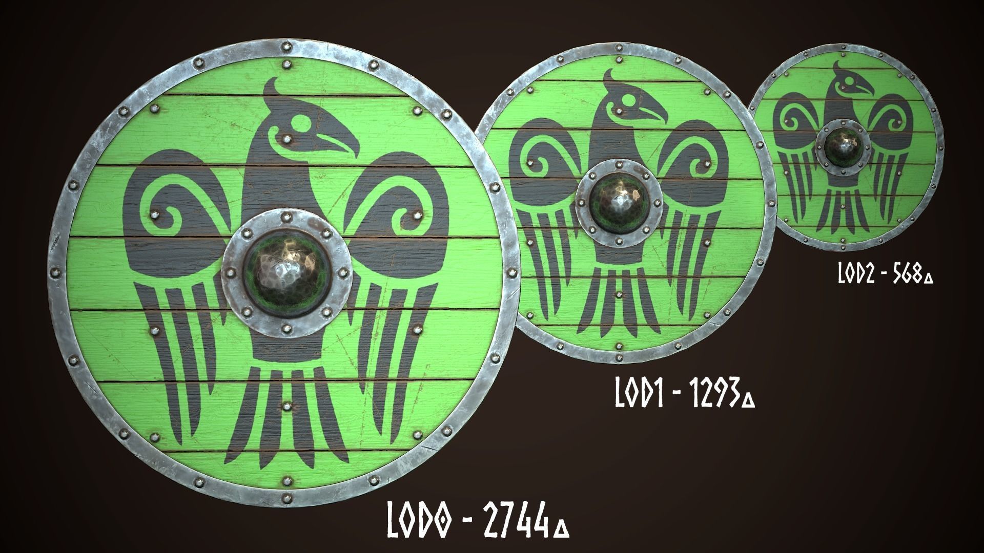 Viking Shield 15 Low-poly 3D model_1