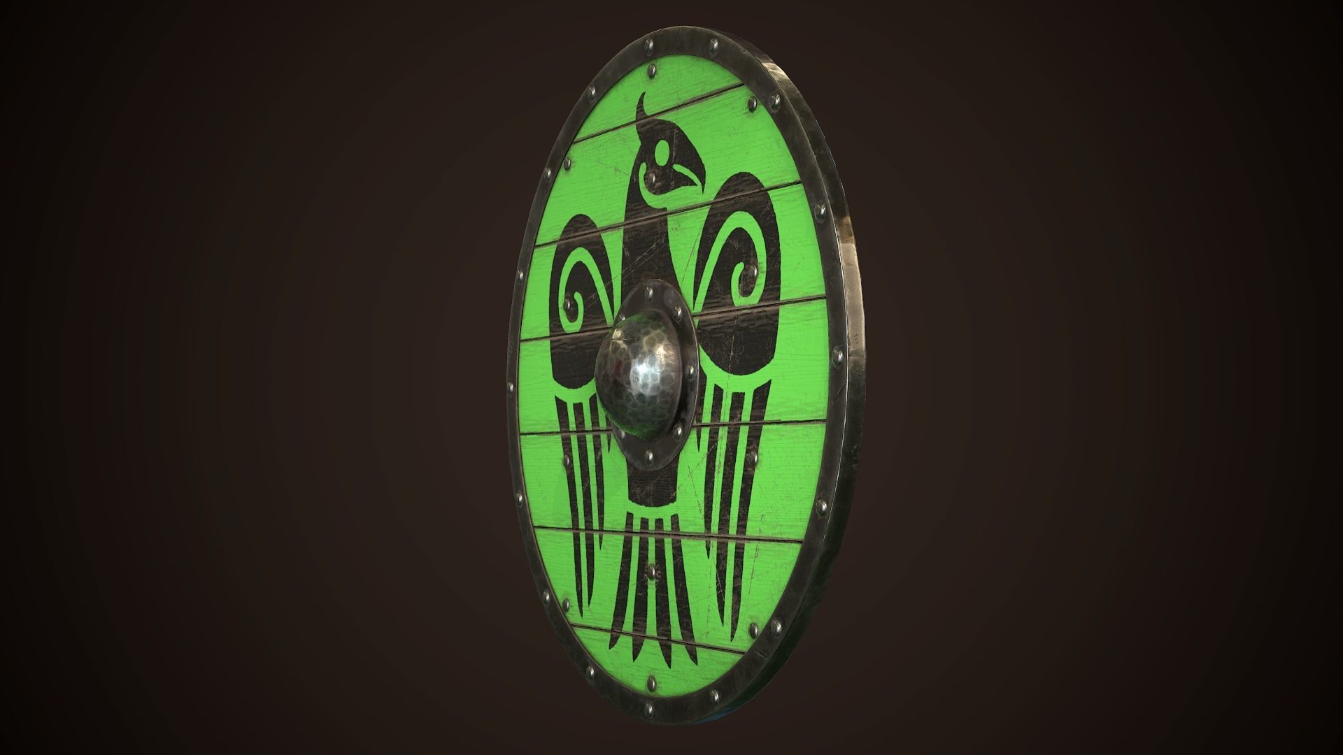 Viking Shield 15 Low-poly 3D model_4