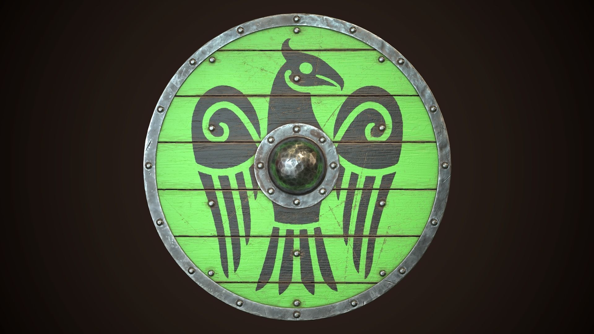 Viking Shield 15 Low-poly 3D model_2