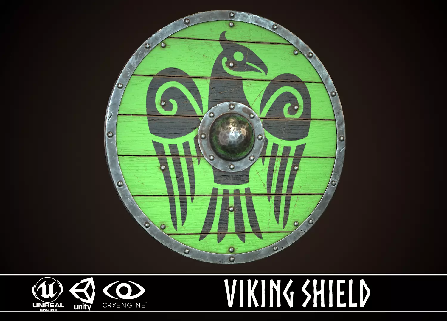 Viking Shield 15 Low-poly 3D model_0