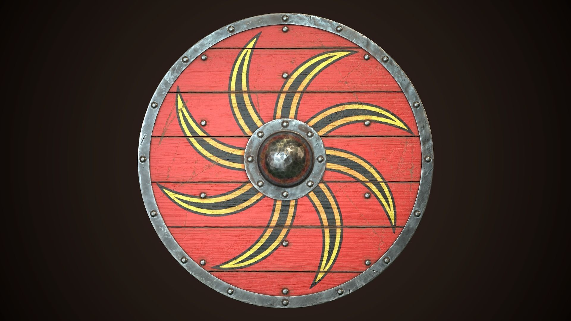 Viking Shield 16 Low-poly 3D model_2