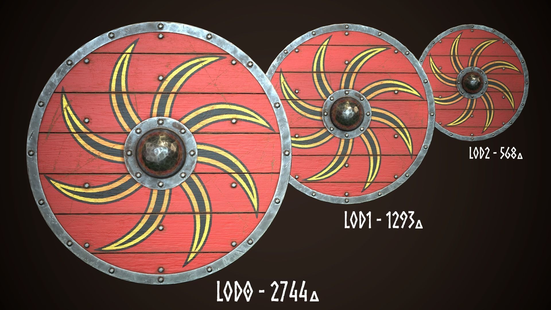 Viking Shield 16 Low-poly 3D model_1