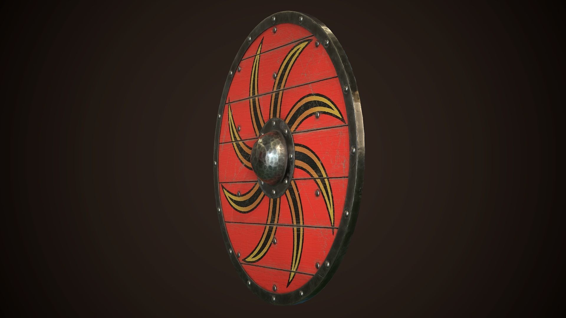 Viking Shield 16 Low-poly 3D model_4