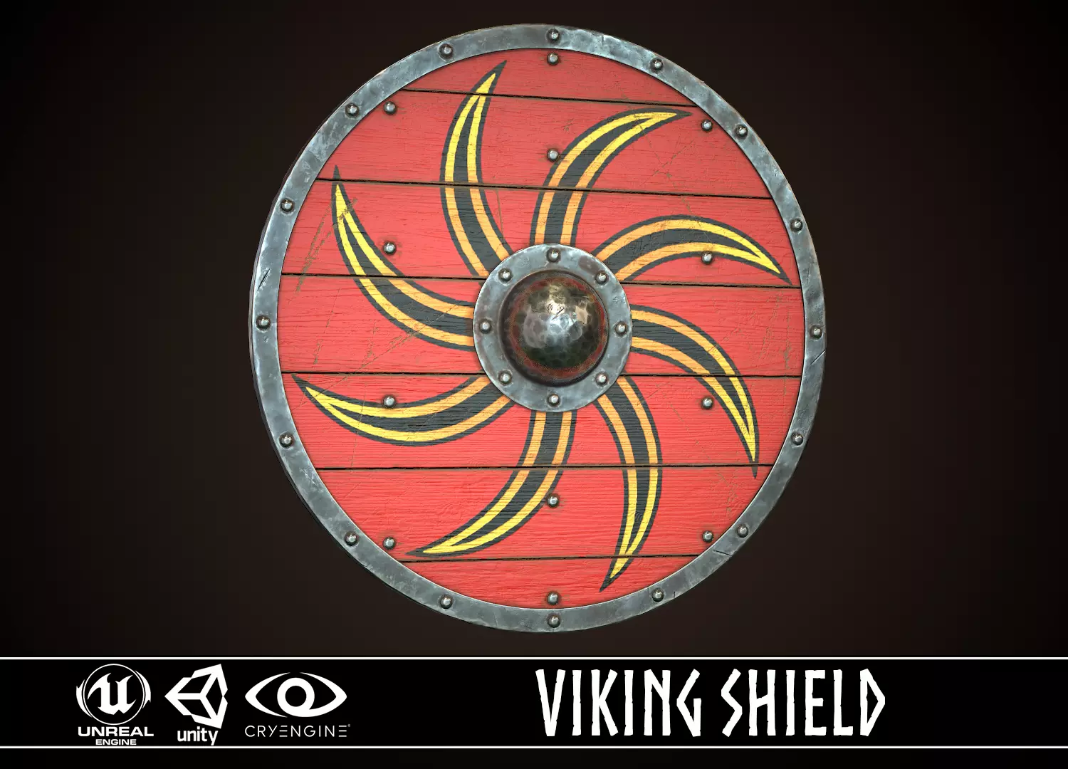 Viking Shield 16 Low-poly 3D model_0