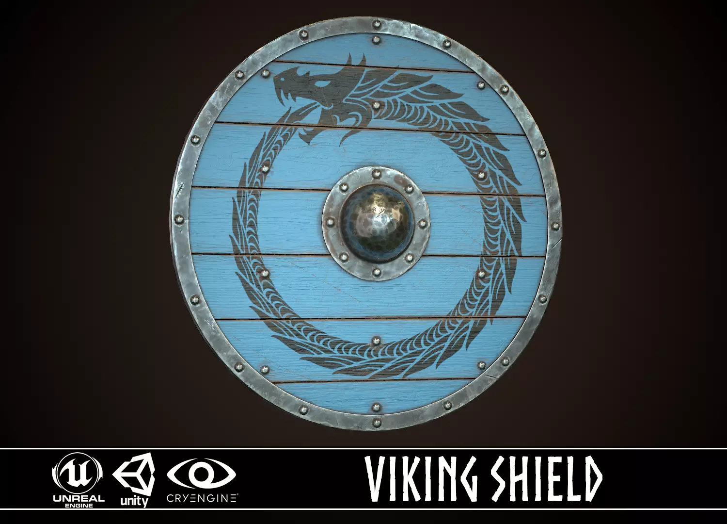Viking Shield 17 Low-poly 3D model_0