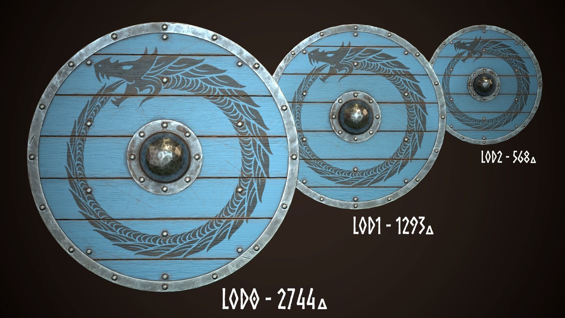 Viking Shield 17 Low-poly 3D model_1