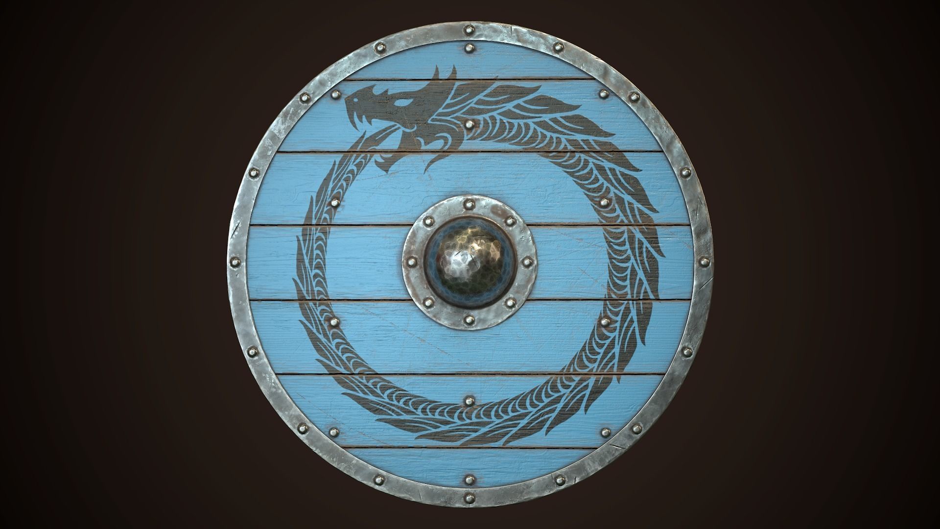 Viking Shield 17 Low-poly 3D model_2