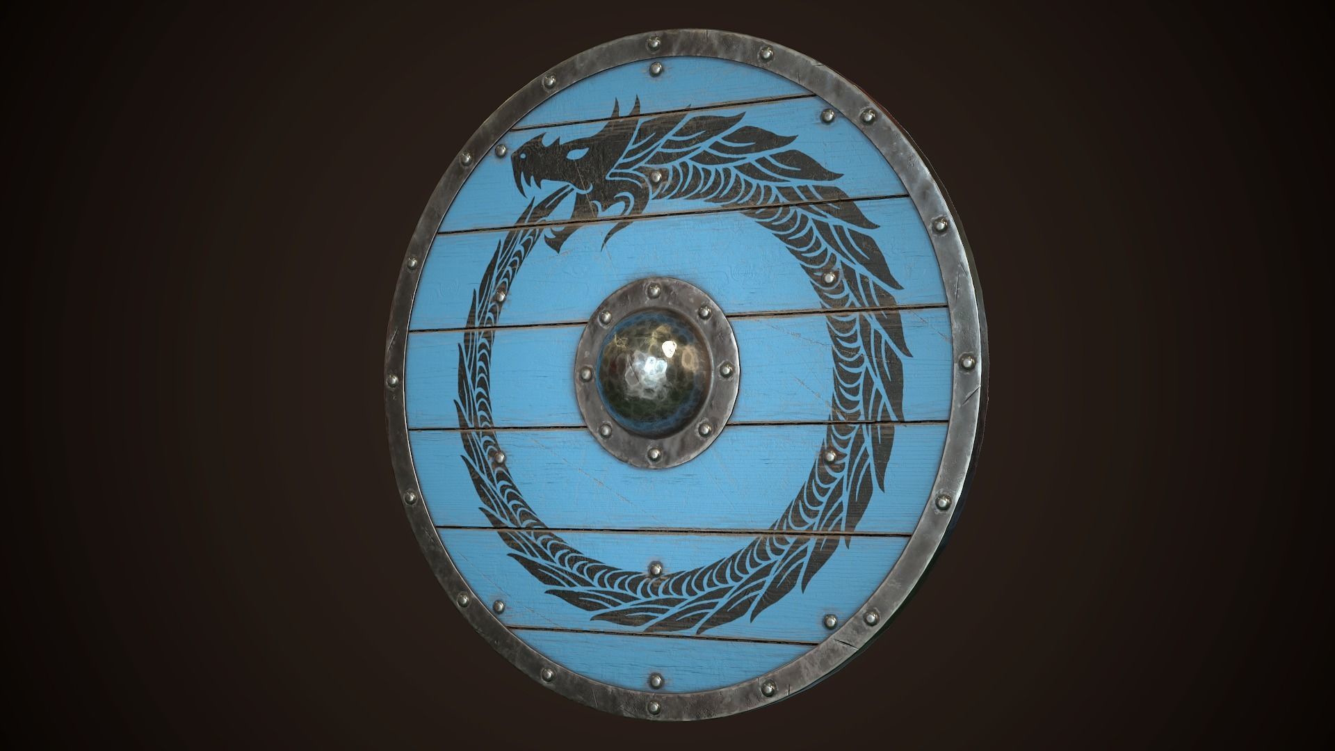 Viking Shield 17 Low-poly 3D model_3