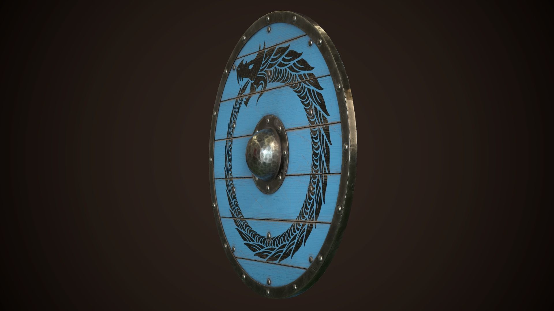 Viking Shield 17 Low-poly 3D model_4