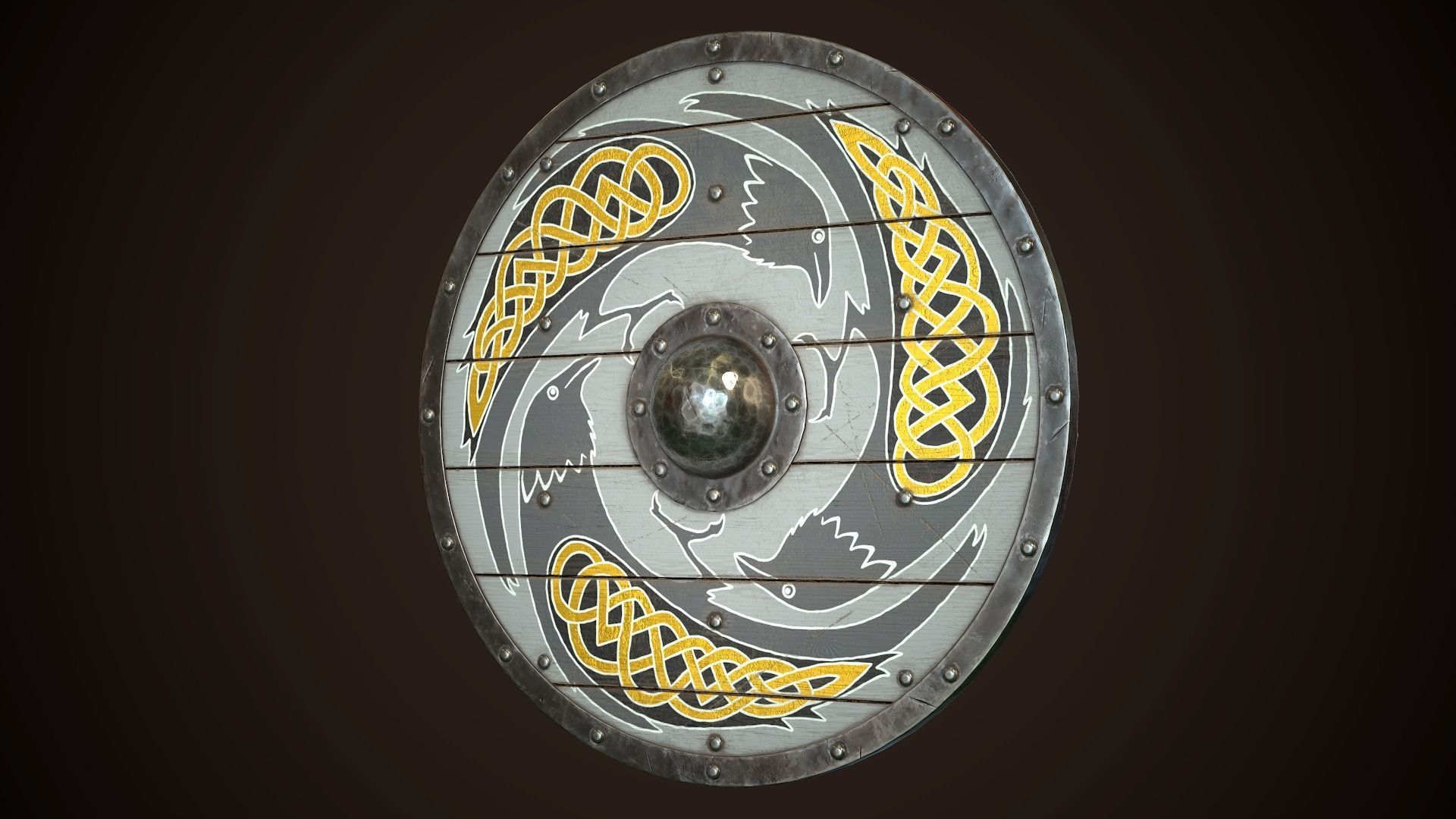 Viking Shield 18 Low-poly 3D model_3