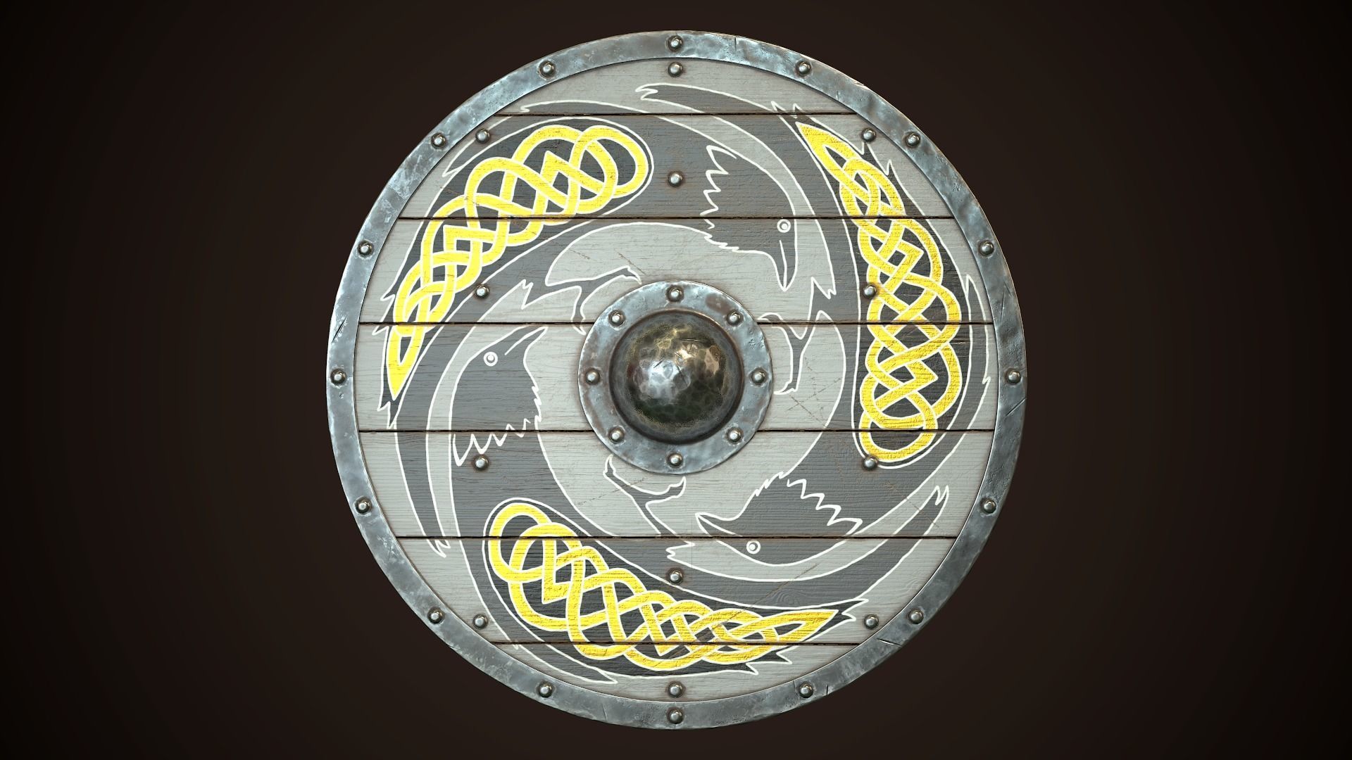 Viking Shield 18 Low-poly 3D model_2